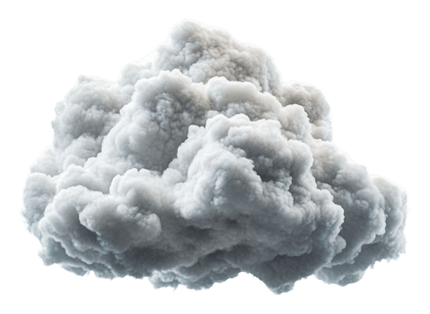 Fluffy gray cloud floating in a clear sky, cut out - stock . png