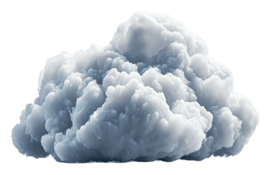 Thick gray cloud in the daytime sky, cut out - stock . png