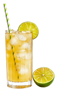 Chilled lime cocktail for sunny days, cut out - stock . png