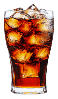 Refreshing cold drink with ice in a tall glass, cut out - stock . png