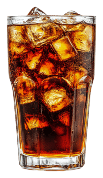 Refreshing glass of cola with ice on a summer day, cut out - stock . png