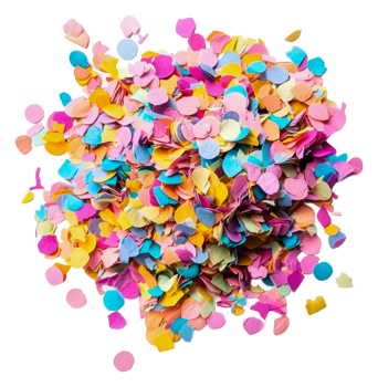 Confetti scattered after the celebration, cut out - stock . png