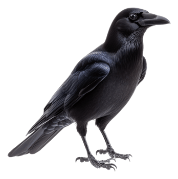 A solitary raven standing on a solid surface, cut out - stock . png