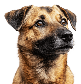 Curious brown dog with soulful eyes, cut out - stock . png