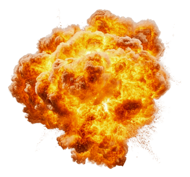 Evening sky lights up with bright explosion, cut out - stock . png