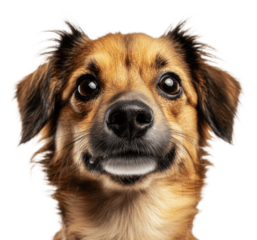 Happy dog with bright eyes posing for the camera, cut out - stock . png