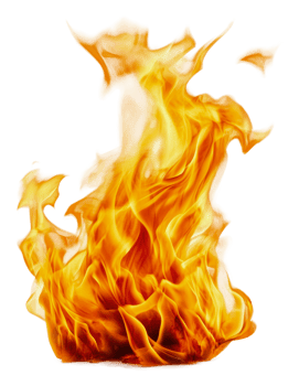 Dancing flames in a dusk blaze, cut out - stock . png