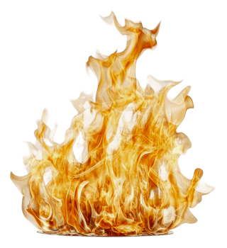 Dynamic flames creating a vibrant fire display, cut out - stock . png