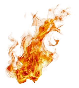 Flames dancing on a white background, cut out - stock . png