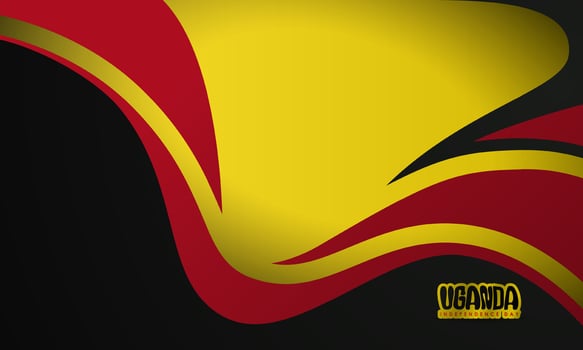Simple background design with waving red and black shapes on yellow background. Uganda independence day background. Also good template for uganda national day vector