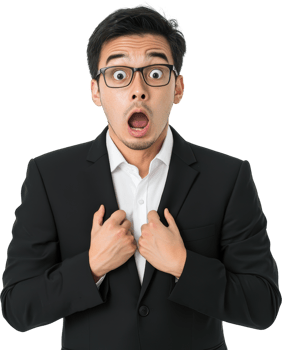 Shocked Businessman in Suit with Open Mouth png