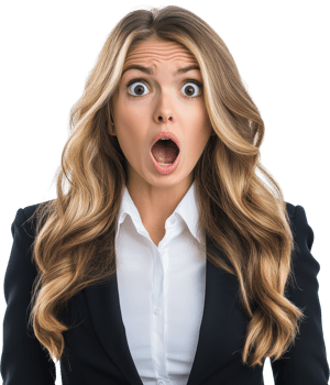 Surprised Woman with Blonde Hair in Business Suit png
