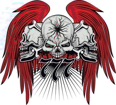 skulls with rad wings vector
