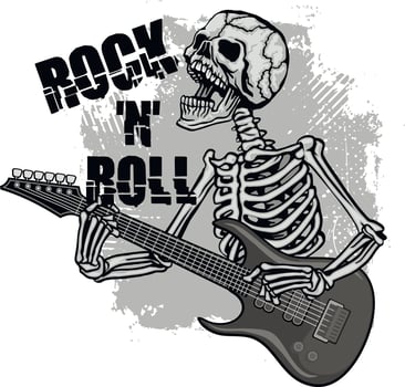skeleton with guitar, vintage design t shirts vector