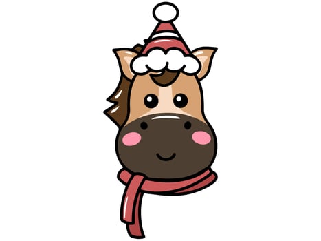 Christmas Horse Head Cartoon Illustration vector