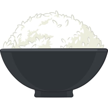 White Rice Cooked in Asian Bowl vector