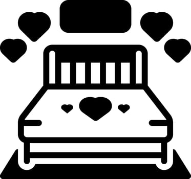 Solid black icon for couple bed vector