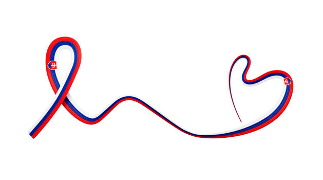 3d Flag Of Slovakia Heart Shaped Shiny Wavy Awareness Ribbon flag 3d Illustration png