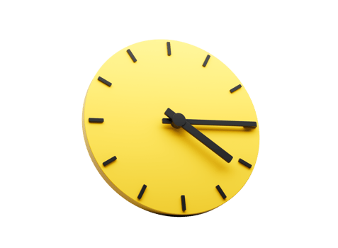 3d Simple Yellow Round Wall Clock Four Fifteen Quarter Past Four 3d illustration png