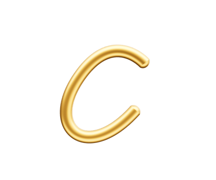 3d Golden Shiny Capital Letter C Alphabet C Rounded Inflatable Font 3d Illustration png