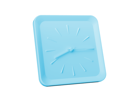 3d Simple Blue Square Wall Clock Eight Fifteen Quarter Past 8, 3d illustration png