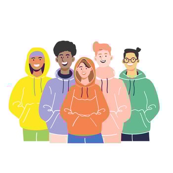 A group of people wearing hoodies vector