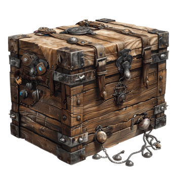 A chest with many different items inside png