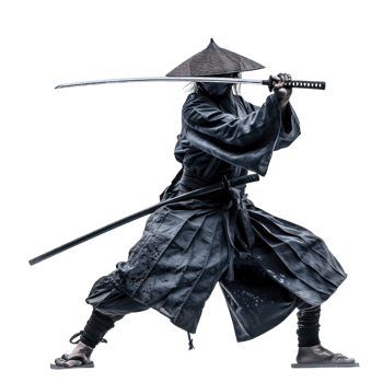 A samurai in black with a sword png