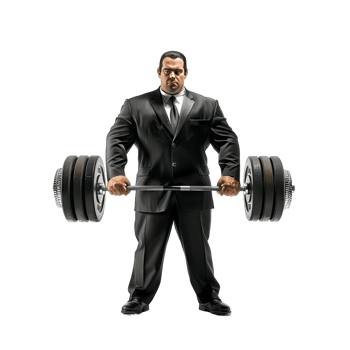 A man in a suit is holding a barbell png