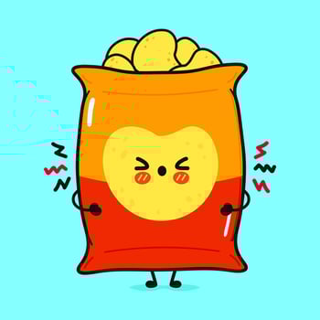 Angry Chips character. hand drawn cartoon kawaii character illustration icon. Isolated on blue background. Sad Chips character concept vector
