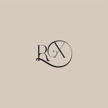monogram wedding logo elegant and luxury style RX dinamyc curvy initial concept letter vector