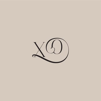 XO letter elegant and luxury style dinamyc curvy initial concept monogram wedding logo vector
