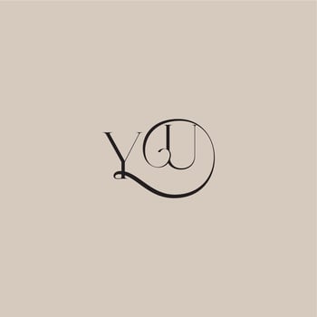 YU letter elegant and luxury style dinamyc curvy initial concept monogram wedding logo vector