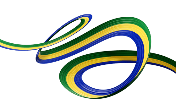 3d Flag Of Gabon 3d Wavy Shiny Gabon Ribbon 3d Illustration png