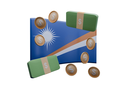 Harmonious 3D render illustration of Marshall Islands flag and currency called Dollar png