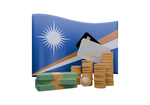 Exquisite 3D render illustration of Marshall Islands flag and currency called Dollar png