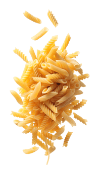 Pasta floating in mid-air, isolated on a transparent background png
