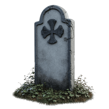 3D Model of Gravestone with Cross Motif png