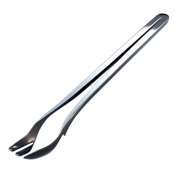 Stainless Steel Tongs with Long Slender Handle and Pointed Tip png