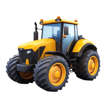 Yellow and Black Tractor with Large Black Tires png
