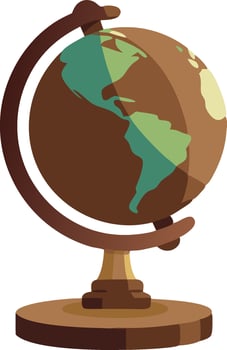 A brown globe sits on a wooden base, ready to help you explore the world vector