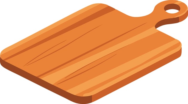 A wooden cutting board with a handle. vector