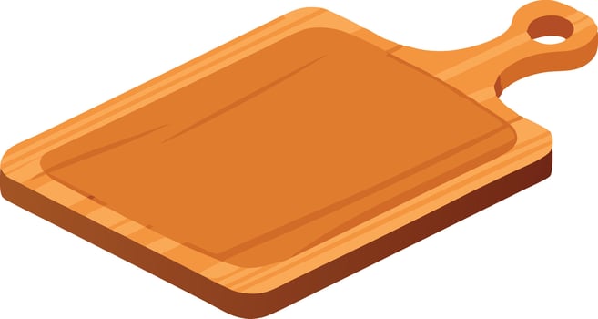 A wooden cutting board with a handle. vector