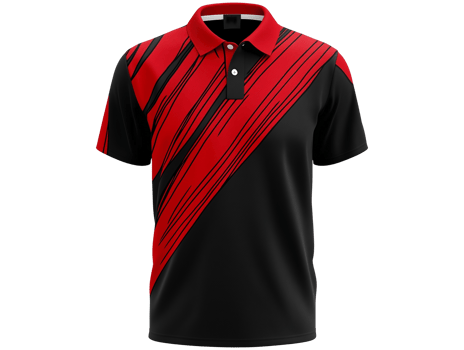 The red and black polo shirt is designed to look like a black and red stripe png