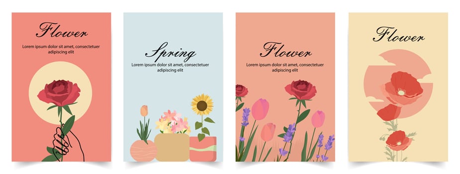 Minimalist aesthetic spring season design with flower blossom element. for banner, poster, social media, promotion vector