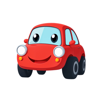 Smile face cute red car cartoon illustration png