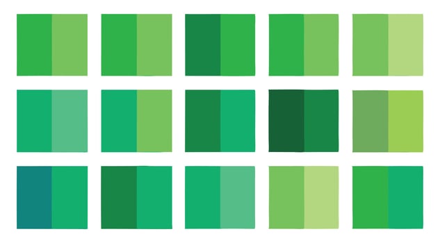 Green color palette with different shades of green vector