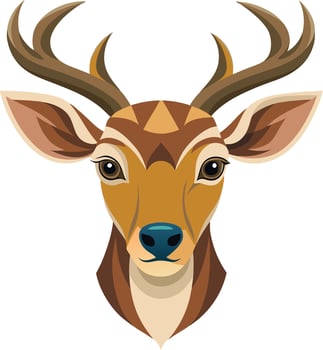 Deer head cut out silhouette. Horned elk or stag icon vector