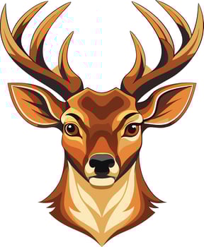 This is a Deer head cut out silhouette. Horned elk or stag icon vector