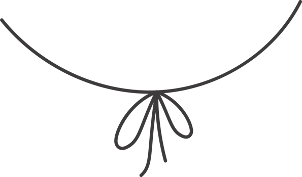 Ribbon bow with knot for present decoration and gift box package. Simple hand drawn string and outline minimal ropes. Holiday design. Thin cute decoration with twine tinsel and yarn with loops. png